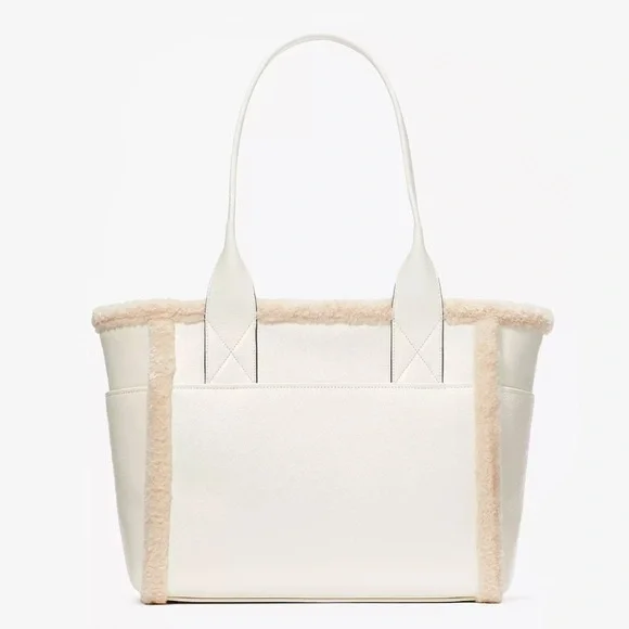 ♠️Kate Spade Jett Shearling Trim Large Tote Bag, Meringue White NWT - Picture 3 of 9